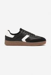 Czarno-Białe Sznurowane Buty Sportowe z Przeszyciami Meriannde. Czarne buty sportowe męskie Born2be, bez wzorów, z jeansu, bez zapięcia. Za 99.99 zł.