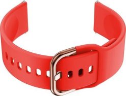 Pasek gumowy do smartwatch 20mm - czerwony/r.gold. Czerwone zegarki smartwatch NoName, bez wzorów, z gumy. Za 19.46 zł.