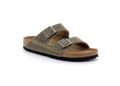 Unisex sandały Birkenstock Arizona Soft Footbed zielone wąskie 1019377. Zielone sandały męskie Birkenstock, na lato, bez wzorów, z materiału, klasyczne, bez zapięcia. Za 409.00 zł.