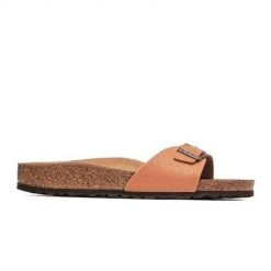 Klapki damskie Birkenstock Madrid. Brązowe klapki damskie Birkenstock, bez wzorów, z materiału, sportowe, bez obcasa, bez zapięcia. Za 383.00 zł.