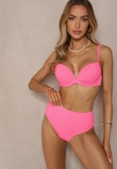 Różowe Basicowe Bikini Biustonosz i Majtki Figi Natonea. Czerwone bikini Renee, bez wzorów. Za 54.99 zł.