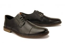 RIEKER 13427-00 black, półbuty męskie. Czarne półbuty męskie Rieker, bez wzorów, bez obcasa, bez zapięcia. Za 169.95 zł.