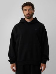 4F Bluza dresowa oversize z kapturem męska - czarna L. Czarne bluzy męskie 4F, l, bez wzorów, z dresówki, klasyczne, bez ramiączek, z kapturem. Za 169.99 zł.