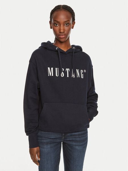 Mustang Bluza Margo 1013934 Granatowy Oversize. Niebieskie bluzy damskie Mustang, l, bez wzorów, z bawełny, bez ramiączek, bez kaptura. Za 189.99 zł.