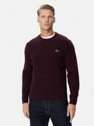 Lacoste Sweter AH2924 Bordowy Classic Fit. Czerwone swetry męskie Lacoste, m, bez wzorów, z wełny, bez kołnierzyka, bez ramiączek. Za 615.99 zł.