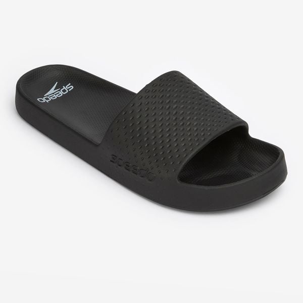 Klapki basenowe męskie Speedo Entry Essential. Czarne klapki męskie Speedo, bez wzorów, z materiału, bez zapięcia. Za 79.99 zł.