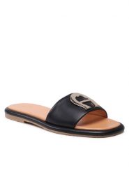 Aigner Klapki Lotta 2A 1231020 Czarny. Czarne klapki damskie Aigner, bez wzorów, ze skóry, bez obcasa, bez zapięcia. Za 629.99 zł.