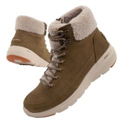Buty zimowe sportowe damskie Skechers Glacial Ultra-Woodlands. Brązowe obuwie sportowe damskie Skechers, na zimę, bez wzorów, ze skóry, bez zapięcia, trekkingowe. Za 249.00 zł.