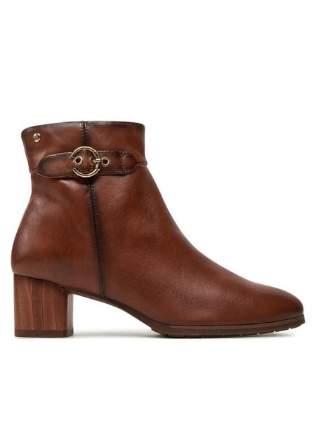 Pikolinos Botki W1Z-8588 Brązowy. Brązowe botki damskie Pikolinos, bez wzorów, ze skóry, bez obcasa, na słupku, bez zapięcia. Za 699.99 zł.