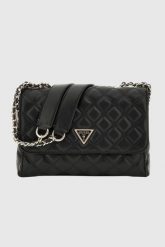 GUESS Czarna kopertówka damska Giully. Czarne torebki do ręki damskie Guess, z aplikacjami, ze skóry ekologicznej, bez dodatków. W wyprzedaży za 459.99 zł.