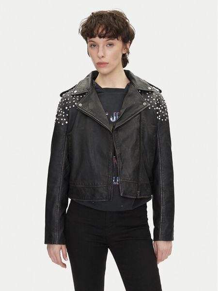 Pepe Jeans Kurtka skórzana Fantasy PL402523 Czarny Regular Fit. Czarne kurtki damskie Pepe Jeans, xs, bez wzorów, z jeansu, bez kaptura. Za 1,169.00 zł.
