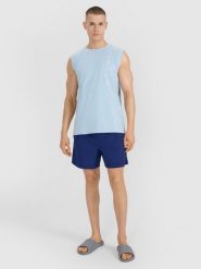 4F Spodenki casual męskie - granatowe XL. Niebieskie szorty męskie 4F, bez wzorów, z materiału, casualowe. W wyprzedaży za 39.99 zł.