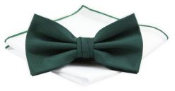 ZESTAW - Mucha z Poszetką Chattier - Zieleń Butelkowa. Zielone krawaty i muchy Chattier, bez wzorów, eleganckie. Za 59.00 zł.