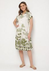 Zielona Koszulowa Sukienka Oversize z Wiskozą Folassa. Zielone sukienki damskie Born2be, na co dzień, l, bez wzorów, z wiskozy, eleganckie, bez kołnierzyka, bez ramiączek, midi, koszulowe. Za 84.99 zł.