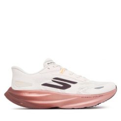 Buty do biegania Skechers. Białe obuwie sportowe damskie Skechers, bez wzorów, bez zapięcia, do biegania. Za 539.99 zł.