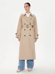 Tommy Hilfiger Trencz WW0WW43336 Beżowy Oversize. Brązowe płaszcze damskie Tommy Hilfiger, l, bez wzorów, z bawełny, bez kołnierzyka, bez kaptura. Za 1,329.00 zł.