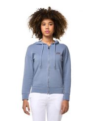 Bluza z kaptur na co dzień na siłownię. Niebieskie bluzy damskie LEONE 1947 APPAREL, xl, bez wzorów, bez ramiączek, z kapturem. Za 168.36 zł.