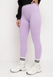 Jasnofioletowe Elastyczne Legginsy z Szeroką Gumą w Pasie Rindama. Fioletowe legginsy damskie Born2be, l, bez wzorów, z gumy. Za 34.99 zł.