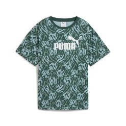 Damska luźna koszulka ESS GRAPHIC PUMA Green Moon. Zielone koszulki sportowe damskie Puma, s, bez wzorów, z gumy, bez ramiączek. Za 78.99 zł.
