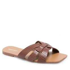 Klapki JENNY. Brązowe klapki damskie Jenny, bez wzorów, bez obcasa, bez zapięcia. Za 69.99 zł.