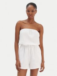 Seafolly Kombinezon Crinkle 55537-PS Biały Regular Fit. Białe sukienki damskie Seafolly, s, bez wzorów, z bawełny, bez kołnierzyka, bez ramiączek. Za 389.99 zł.