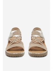 Rieker Sandały 64888-60 Beżowy. Brązowe sandały damskie Rieker, bez wzorów, z syntetyku, bez obcasa, na płaskiej podeszwie, bez zapięcia. Za 339.99 zł.
