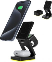 Ładowarka Reagle SKŁADANA ŁADOWARKA INDUKCYJNA 3W1 MAGSAFE QI 15W IPHONE AIRPODS SMARTWATCH. Zegarki smartwatch Reagle, bez wzorów. Za 104.99 zł.