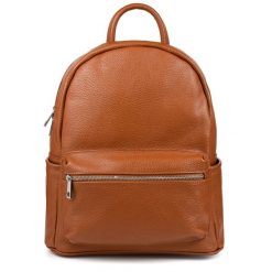 Włoski Plecak Skórzany A4 Damski Miękka Skóra Camel P16. Brązowe plecaki damskie bez wzorów, ze skóry, eleganckie. Za 349.99 zł.