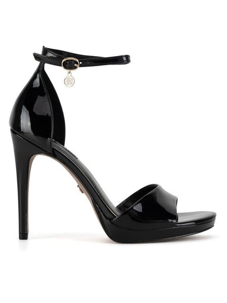 Nine West Sandały 123AL1560 Czarny. Czarne sandały damskie Nine West, bez wzorów, z materiału, bez obcasa, na szpilce, bez zapięcia. Za 137.99 zł.