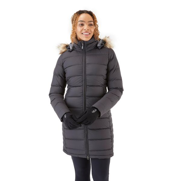 Płaszcz puchowy damski Rab Deep Cover Down Parka z kapturem. Czarne parki damskie RAB, m, bez wzorów, z puchu, bez kołnierzyka, z kapturem. Za 1,039.00 zł.