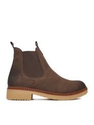 Rieker Botki CEO-Z5050-25 Brązowy. Brązowe botki damskie Rieker, bez wzorów, z materiału, bez obcasa, na płaskiej podeszwie, bez zapięcia. Za 299.99 zł.