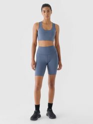 4F Legginsy krótkie treningowe damskie - granatowe S. Niebieskie legginsy damskie 4F, s, bez wzorów, z dzianiny, z podwyższonym stanem, krótkie, na fitness i siłownię. W wyprzedaży za 59.99 zł.