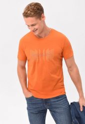 T-shirt z nadrukiem T-FLUX. Brązowe t-shirty męskie Volcano, m, bez wzorów, z bawełny, bez kołnierzyka, bez ramiączek. Za 59.99 zł.