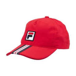 Czapka tenisowa z dzaszkiem Fila Cap Bobby. Czerwone czapki damskie Fila, bez wzorów, z materiału. Za 79.00 zł.