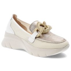 Białe Półbuty Hispanitas Stylowe Obuwie Damskie. Białe półbuty damskie Hispanitas, z aplikacjami, z meshu, eleganckie, bez obcasa, bez zapięcia. Za 599.00 zł.