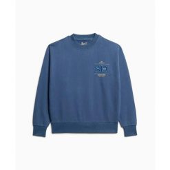 Damska bluza o luźnym kroju Superdry Luxe. Niebieskie bluzy damskie Superdry, bez wzorów, bez ramiączek, bez kaptura. Za 299.90 zł.