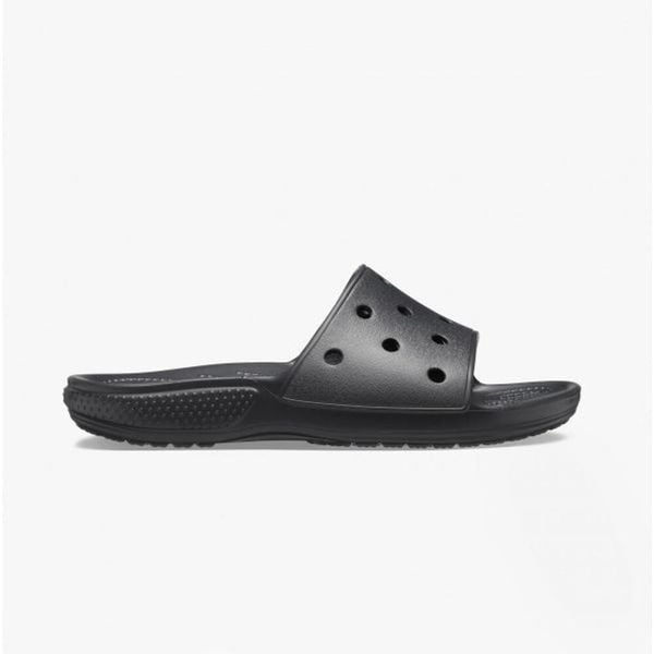 Klapki basenowe Crocs Classic Slide. Czarne klapki damskie Crocs, bez wzorów, sportowe, bez obcasa, bez zapięcia. Za 109.99 zł.
