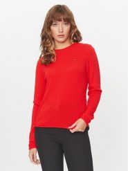 Tommy Hilfiger Sweter WW0WW40264 Pomarańczowy Regular Fit. Brązowe swetry nierozpinane damskie Tommy Hilfiger, xxs, bez wzorów, z wełny, bez kołnierzyka, bez ramiączek. Za 299.99 zł.