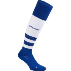 Skarpety do rugby R500 wysokie. Czarne skarpetki damskie OFFLOAD, bez wzorów, z elastanu. Za 24.99 zł.