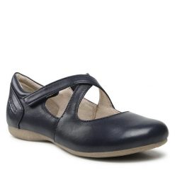 Półbuty Josef Seibel. Niebieskie półbuty damskie Josef Seibel, bez wzorów, bez obcasa, na płaskiej podeszwie, bez zapięcia. Za 389.99 zł.