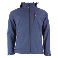 Kurtka Peak Mountain Softshell. Niebieskie kurtki sportowe męskie Peak Mountain, m, bez wzorów, z softshellu, bez kaptura. W wyprzedaży za 312.50 zł.