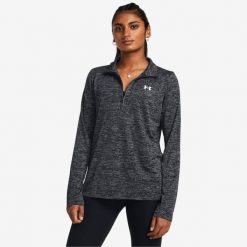 Bluza damska UA Tech Twist. Szare bluzy damskie Under Armour, l, bez wzorów, z materiału, sportowe, bez ramiączek, bez kaptura. Za 159.99 zł.