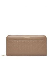 Calvin Klein Portfel Emblem Aop Embossed Long Wallet LV04F1097G Beżowy. Brązowe portfele damskie Calvin Klein, ze skóry. Za 329.99 zł.