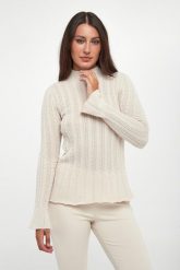 Sweter damski wełniany z baskinką TWINSET. Swetry nierozpinane damskie Twinset Milano, s, bez wzorów, z wełny, bez kołnierzyka, bez ramiączek. Za 909.00 zł.