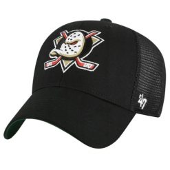 Czapka z daszkiem dla dorosłych 47 NHL Anaheim Ducks Branson Cap. Czarne czapki damskie 47 Brand, bez wzorów, z bawełny, sportowe. Za 99.99 zł.
