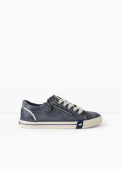 Sneakersy Mustang. Niebieskie obuwie sportowe damskie bonprix, bez wzorów, bez zapięcia. Za 259.99 zł.