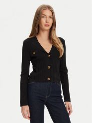 Guess Kardigan W5YR11 Z0130 Czarny Regular Fit. Czarne kardigany damskie Guess, l, z aplikacjami, z wiskozy, bez kołnierzyka. Za 339.99 zł.