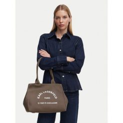 Torebka KARL LAGERFELD. Brązowe shopperki damskie KARL LAGERFELD, bez wzorów, bez dodatków. Za 549.99 zł.