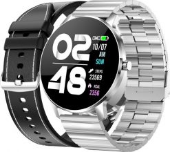Smartwatch Bemi Smartwatch Bemi ARI Srebrny Dwa Paski Chrom/Czarny. Czarne zegarki smartwatch BEMI, bez wzorów. Za 223.38 zł.