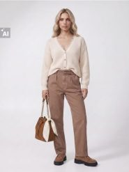 Jeansy paperbag z paskiem - beżowy. Brązowe jeansy damskie Sinsay, bez wzorów, z jeansu. Za 69.99 zł.